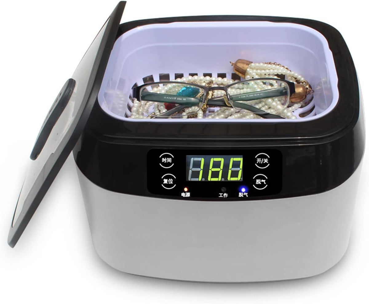 Ocmoh Ultrasone reiniger 1200 ml reinigingsmachine, sieradenreiniger, met reinigingsmand, roestvrijstalen binnentank, voor kettingen, horloges
