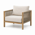 Poltrona da giardino in legno con cuscini in poliestere beige
