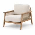 Poltrona in legno di teak con cuscini in poliestere beige