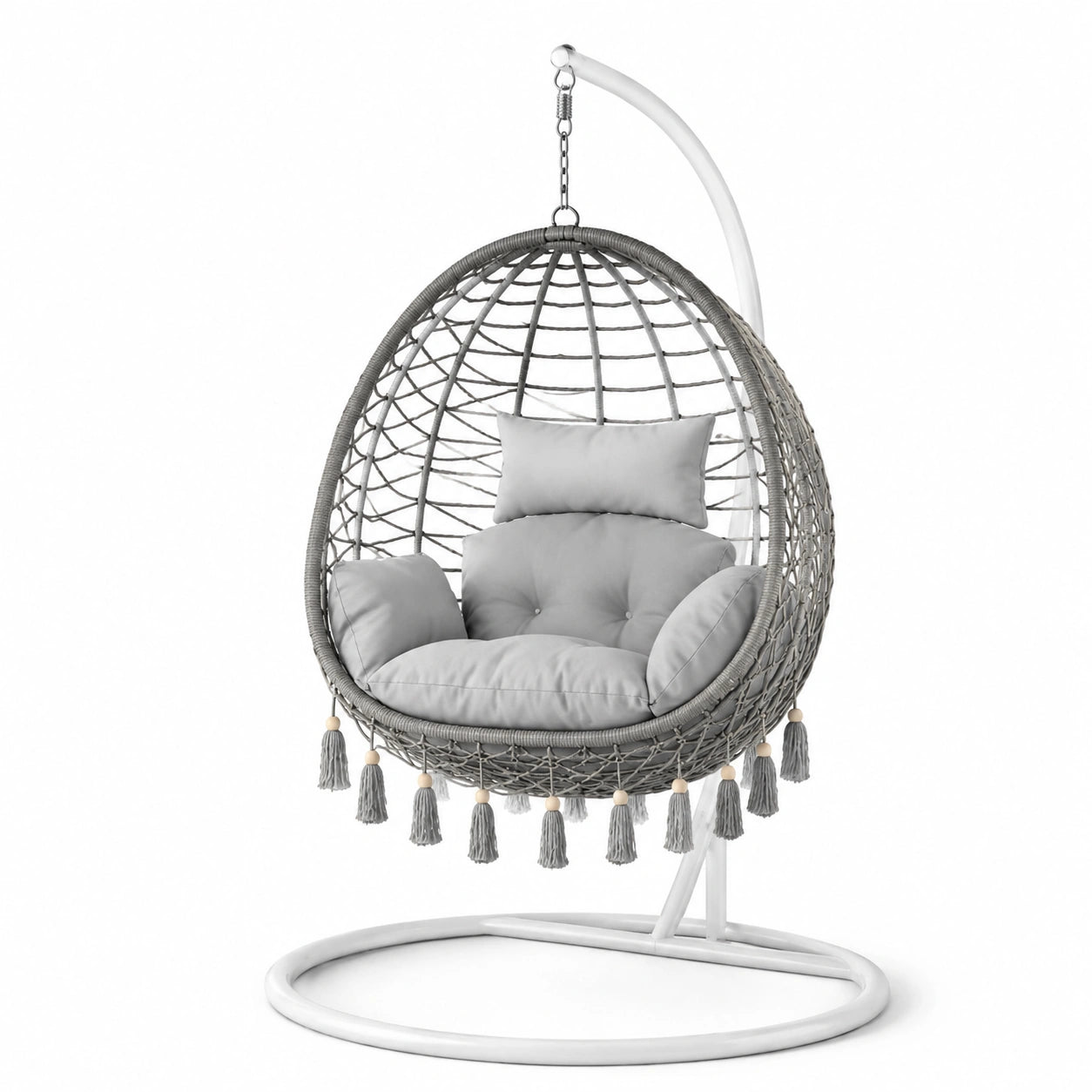 Sedia a dondolo sospesa in rattan sintetico grigio