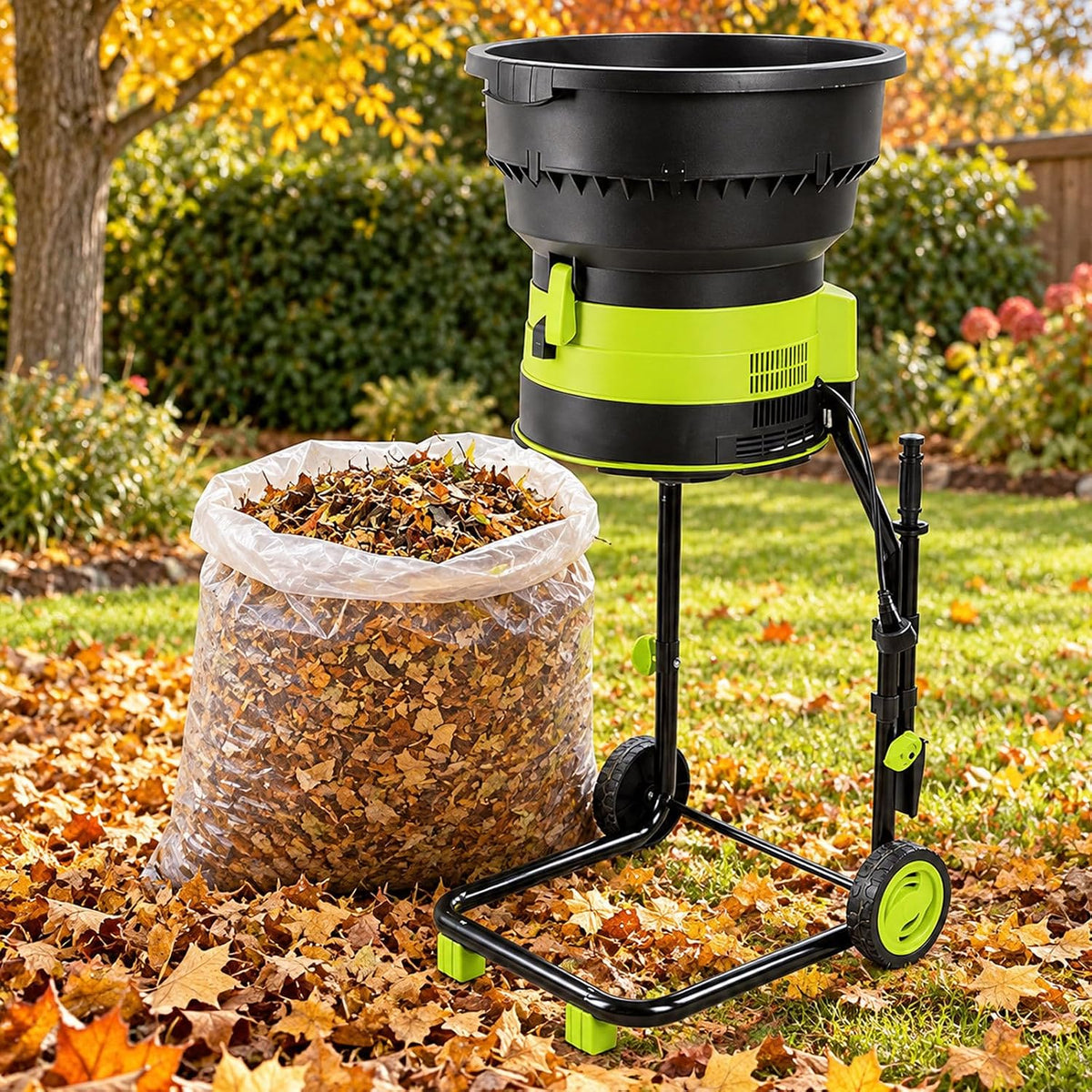 Autumflatgao Hakselaars, shredder Bladmulcher, Elektrische Versnipperaar 17:1, Met Wielen 40M, Voor Compostering