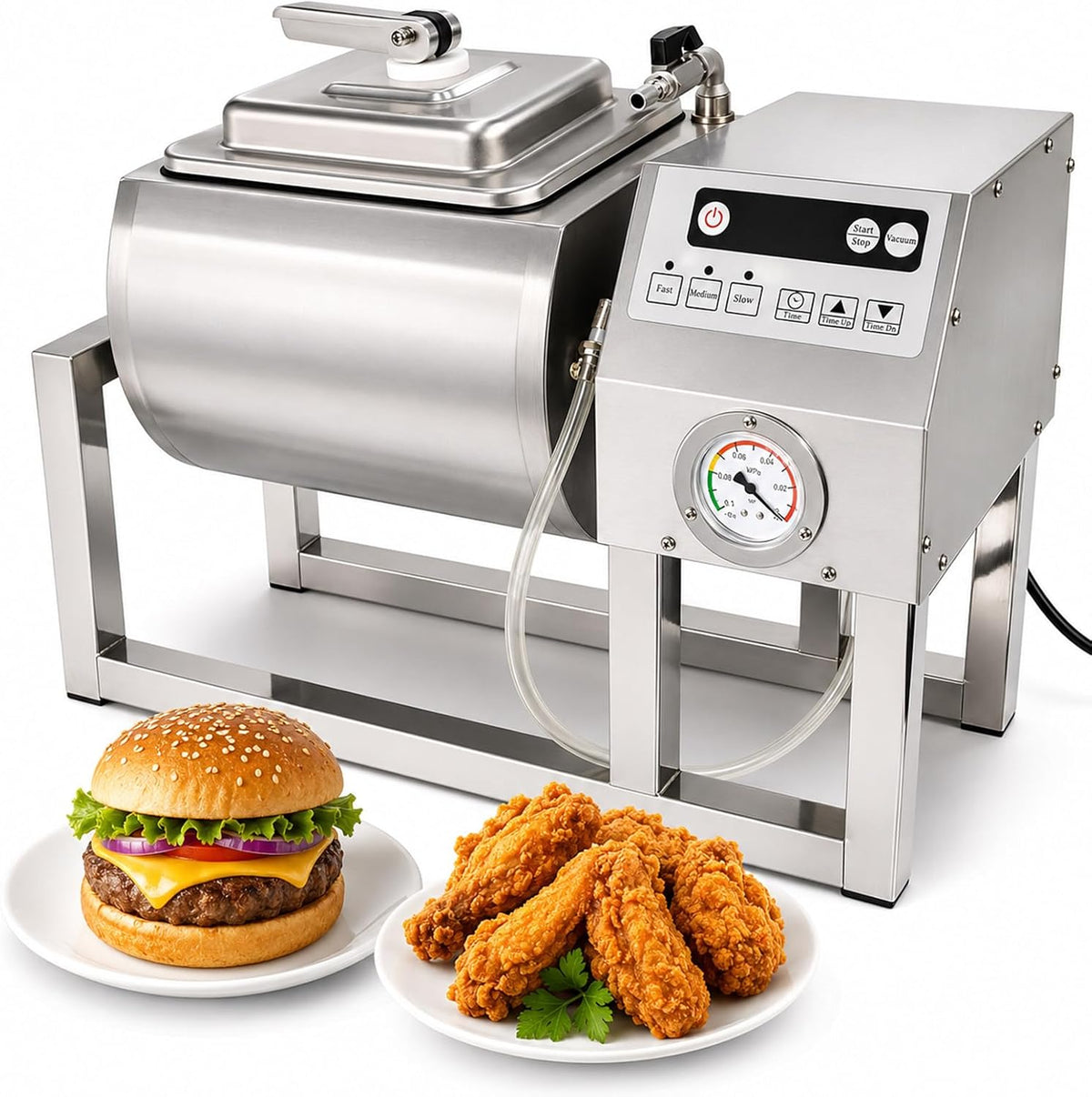 Vacuümsealer Mastlouful Vacuüm Marineermachine Professioneel, met 3 Snelheden, Tafelmodel Vleestumbler, Automatische Stop en Meter, BBQ en Snackbar