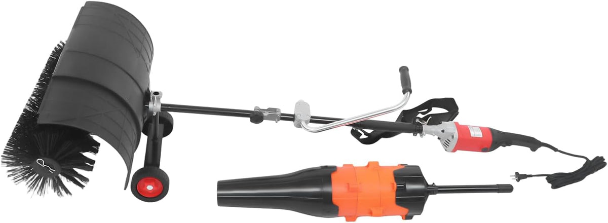 RainWeel Ventilator 2-in-1 veegmachine en, 1600 W, 25 x 55 cm, elektrische bladblazer, sneeuwruimer, motorbezem, met wielen, veegbezem, oprit, tuin
