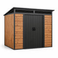 Ripostiglio da giardino in metallo e pino con tetto ventilato 243x162x188 cm nero/marrone