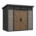 Casetta da giardino in legno e metallo con finestre in vetro acrilico 183 cm x 230 cm x 245 cm
