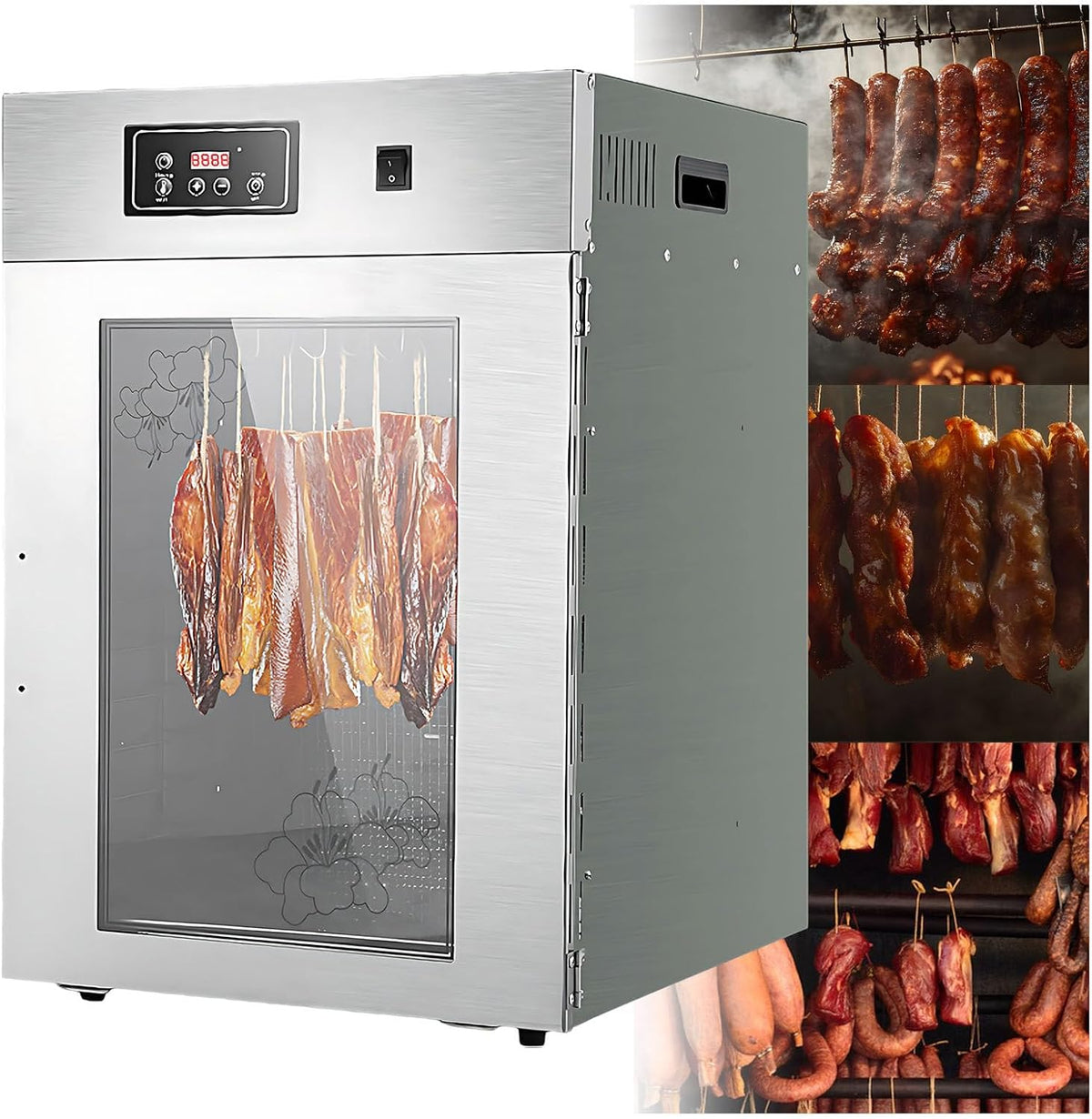 Upltoe Voedseldroger Commerciële, Temperatuurregeling Van 30-90 °c, 800w Sneldrogende Droogkast, Uurs Timer, LED, Display, Roestvrijstalen Droogkast