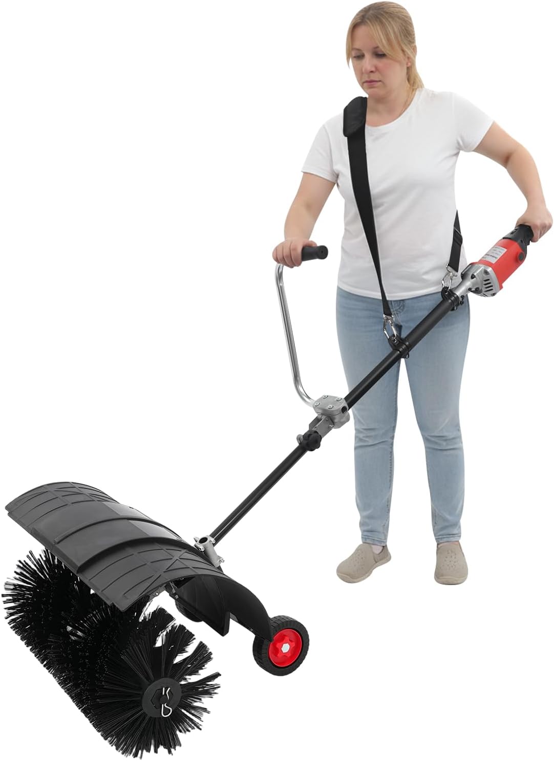 Loobiiny Sneeuwfrez 2-in-1 veeg- en blaasapparaat, 1600 W, met 55 cm brede borstel, handveegmachine, met blaasfunctie, veegmachine