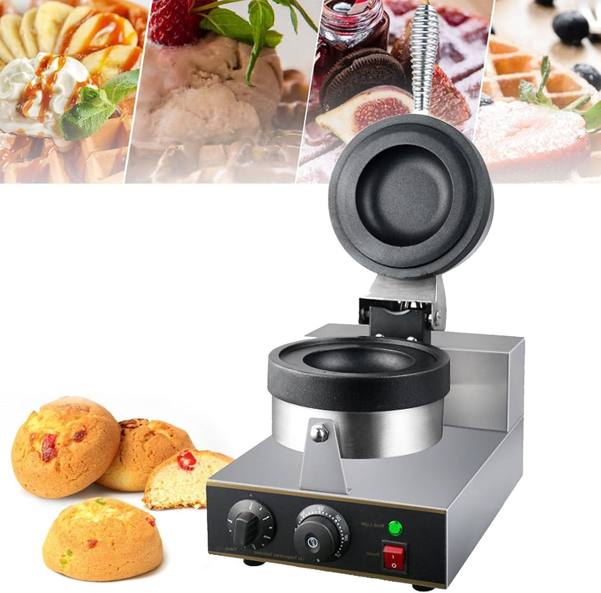 Wafelmaker Cashwise Elektrische hamburger, 50-300 °C temperatuurregeling dubbelzijdige verwarming, commerciële antiaanbaklaag hamburger machine