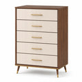 Cassettiera a 5 cassetti in legno e MDF marrone crema