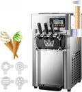 Ijsmachine Zhimai Commerciële, 18 l/u, 1200 W, 3 smaken, zachte service, met lcd-paneel, automatische reiniging, voor yoghurt, koffie, snackbar, markt