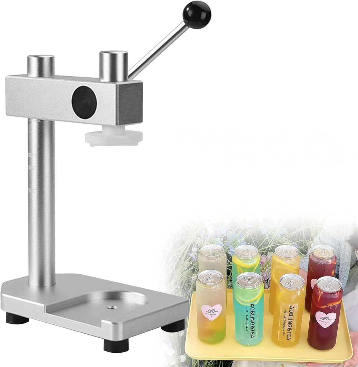 Vacuümsealer Can Sealer Machine, voor 250-700ml potten, Handmatig drankblikje Seamer Tool, handslinger inblikkende machine