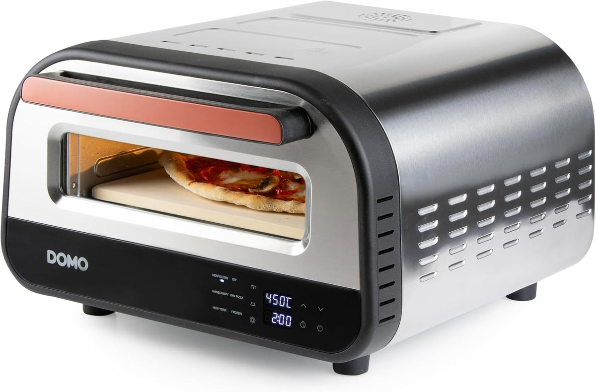 Pizzaoven DOMO DO9289PZ Pizza Genius elektrische, 1700 W, 6 programma's, je favoriete pizza in slechts 2 minuten, temperatuur 80-450 °C
