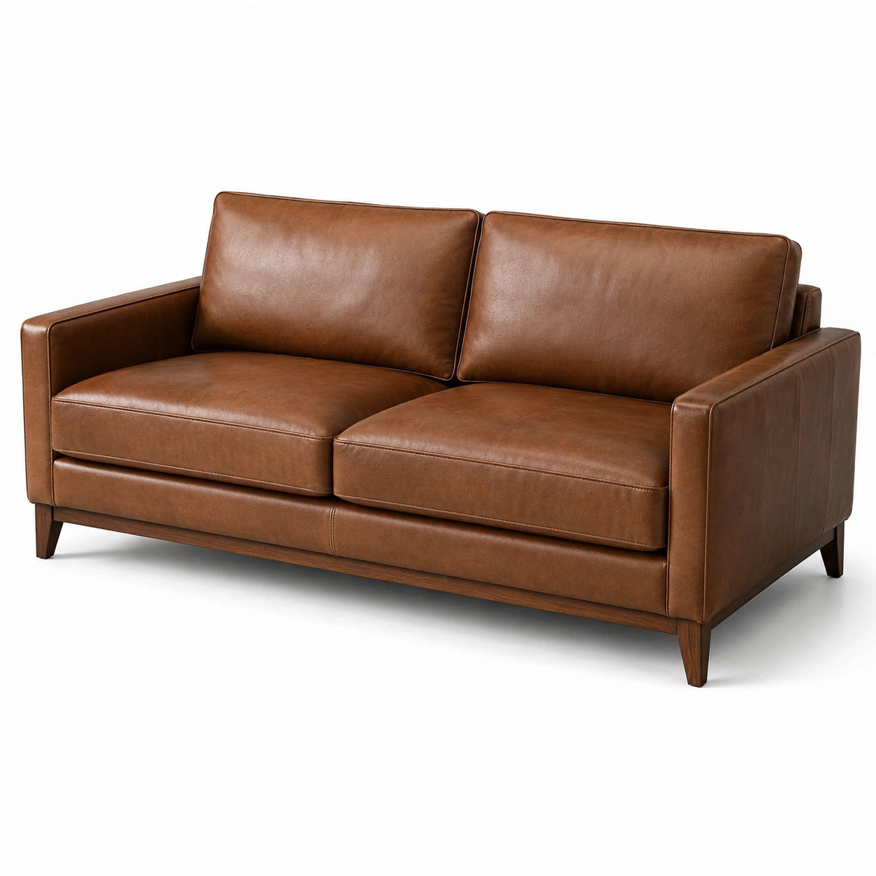 Divano marrone in pelle sintetica 200cm con struttura in legno