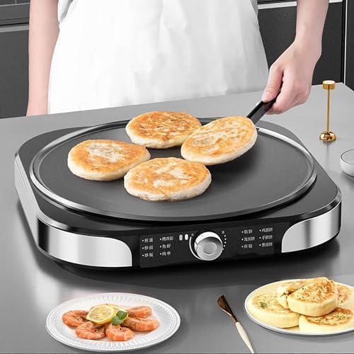 Crêpemaker 2200W elektrische crêpe maker 40 cm anti-aanbakplaat, verstelbare temperatuur 0-220 ° C, opvouwbare standaard, dubbelzijdige verwarming