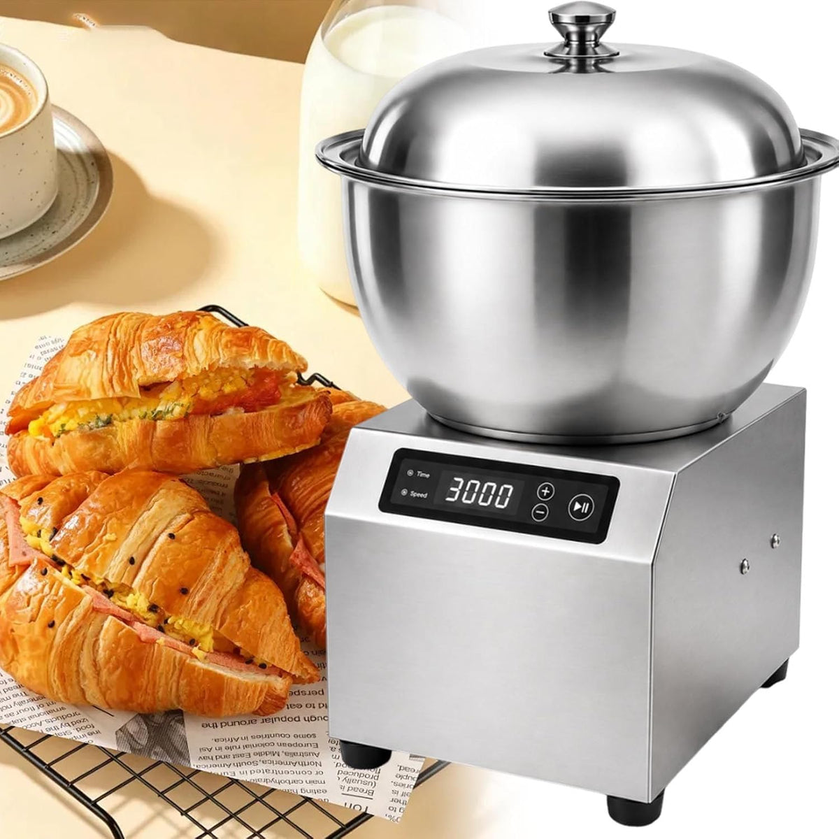 Orisuntech Keukenmachine Elektrische Deegkneder 8KG 1800W RVS Pizza Brood 8KG