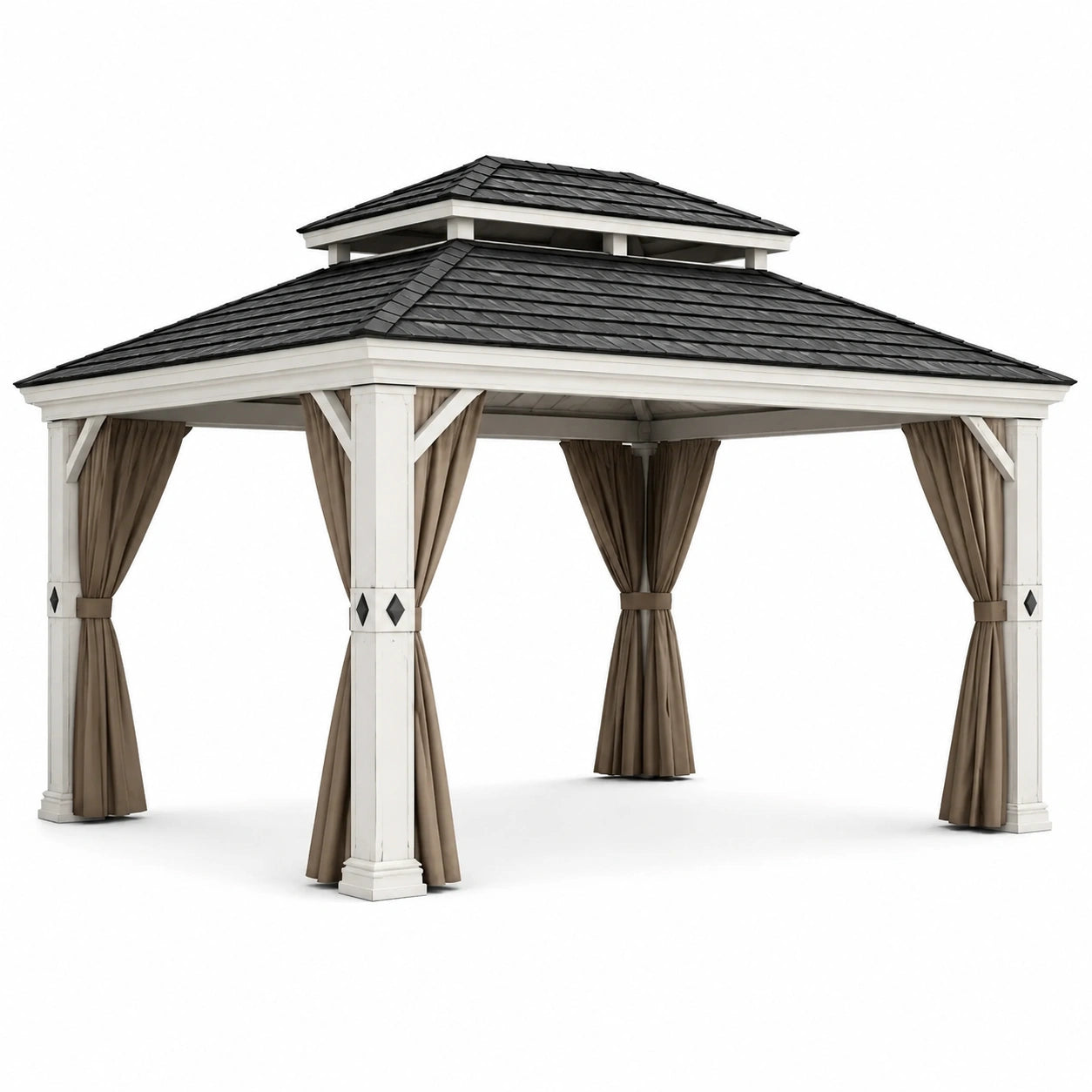 Gazebo in legno da esterno con tetto a scandole