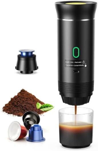 Yospinber Espressomachine 3-in-1 12 V accu-koffiezetapparaat, 5 minuten snel opwarmen, compatibel, draagbaar koffiezetapparaat, auto-espressomachine