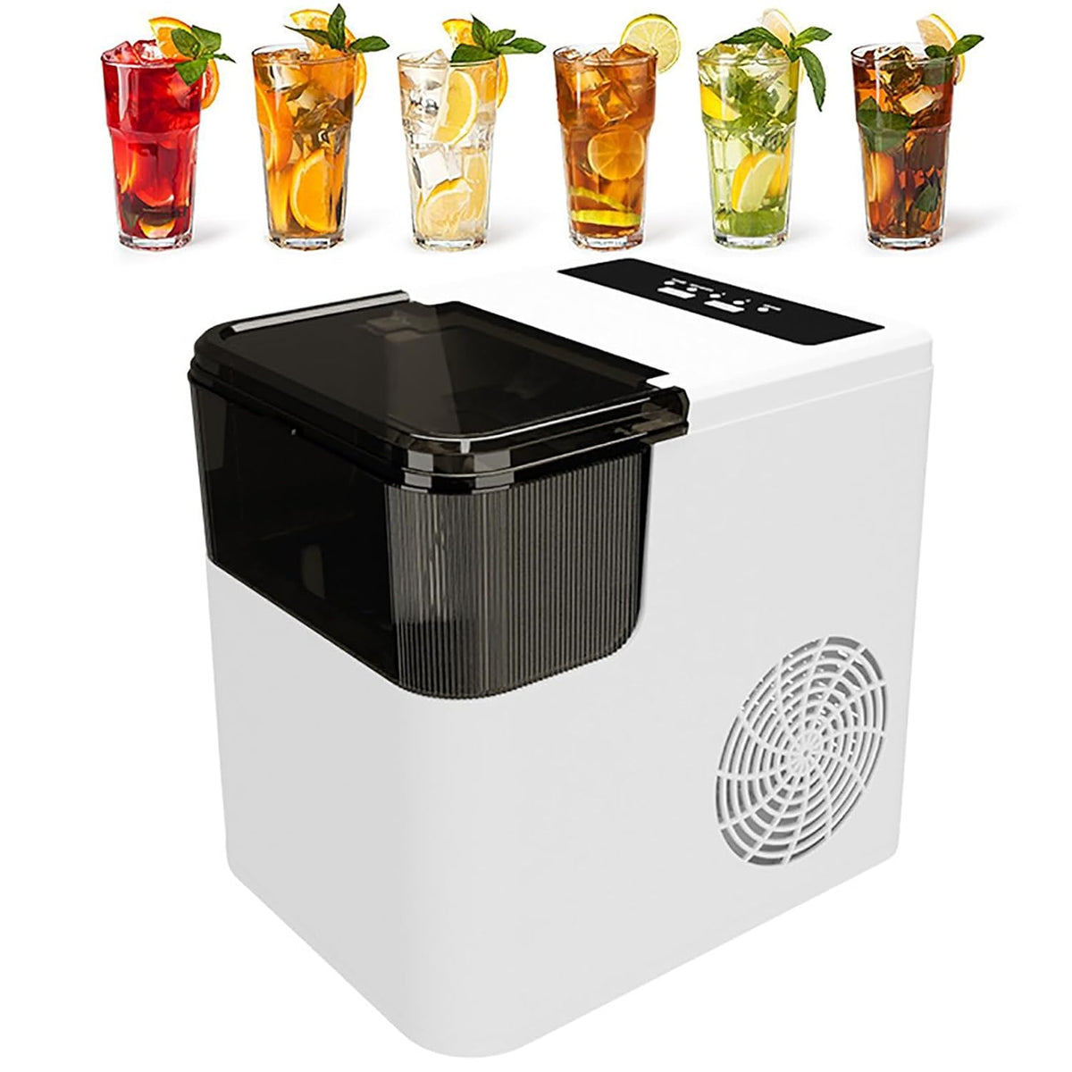 Ijsmachine Yxyljoz IJsblokjesmachine, 24-uurs timer, voor op het aanrecht, met kauwbaar gemalen ijs, helder ijs, voor whisky, koffie en frisdranken.