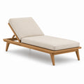 Lettino prendisole in legno con cuscini in tessuto beige regolabile
