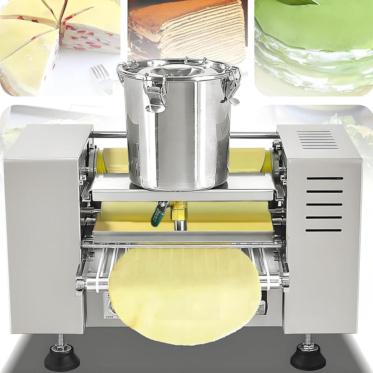 Jmouzhg Crêpemaker Commerciële automatische Mille Crepe-taartmachine, duizendlagen taartvelmaker (6in), eierpannenkoekmachine