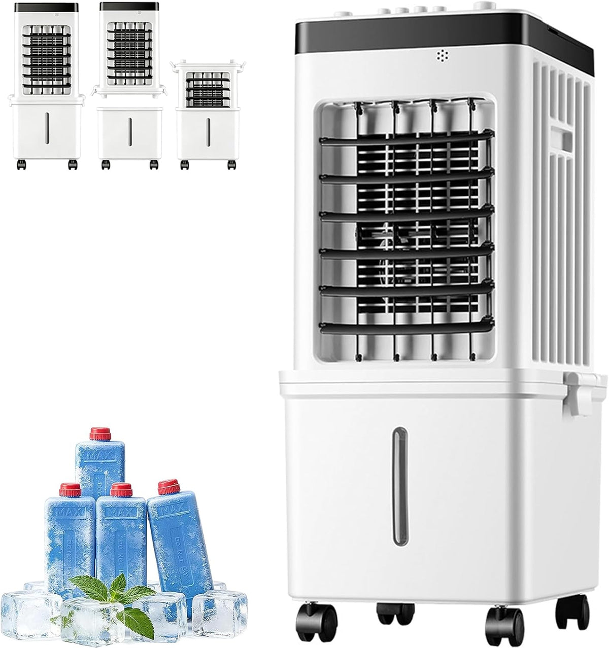 Yntegrity Mobiele airco Draagbare airconditioner, 7,5 uur timer, 4-in-1 verdampingsluchtkoeler, met 15L watertank, 3 snelheden, afstandsbediening