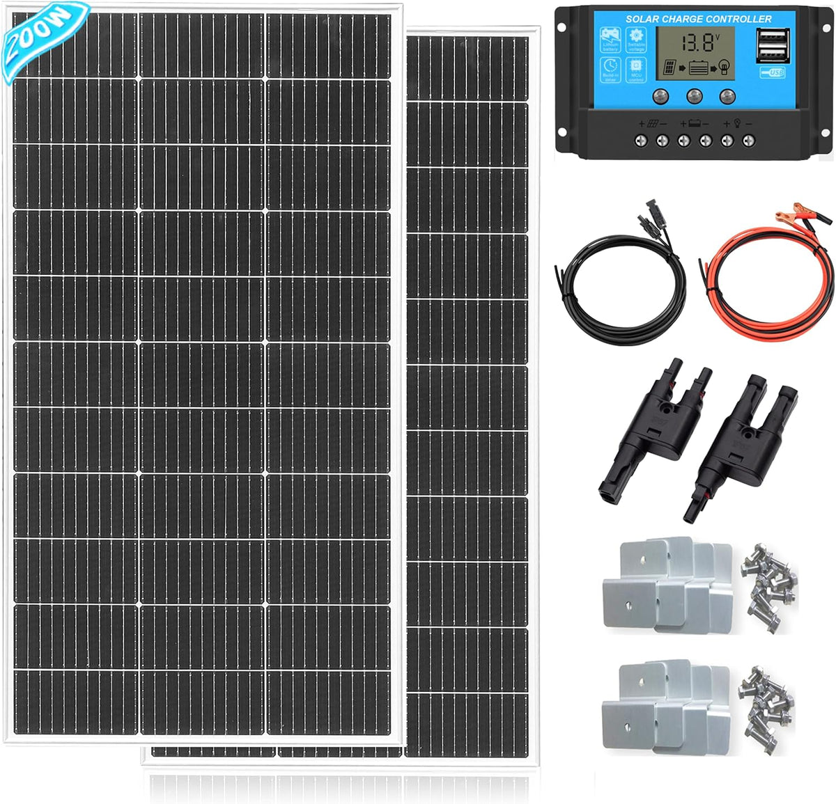 Xinpuguang Monokristallijne zonnepanel 200w 12v zonnepaneelset 2st 100W watt 18V zonnepaneel 20A