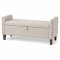 Panca contenitore legno e poliestere beige 120x40x50 cm