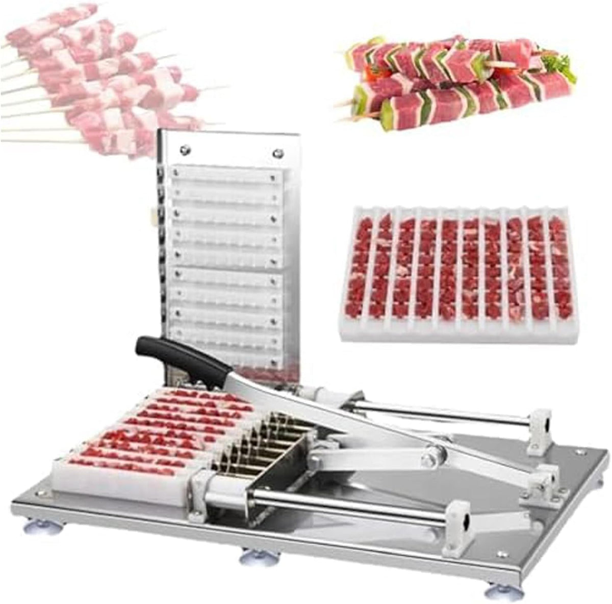 Grill Zxinxin Bamboe spiesmachine, lamsvleesspiesmachine 2templates, voor grillen, gebruiksvriendelijke en efficiënte handmatige vleesspiesmaker