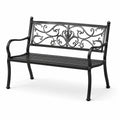 Panchina da giardino in metallo nero 128x60x85 cm