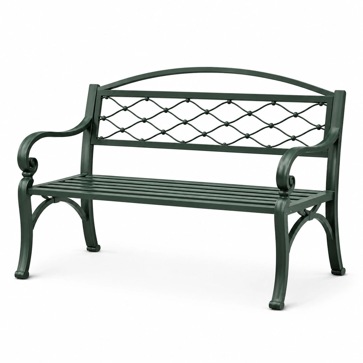 Panchina da giardino in ferro verniciato verde 120 cm