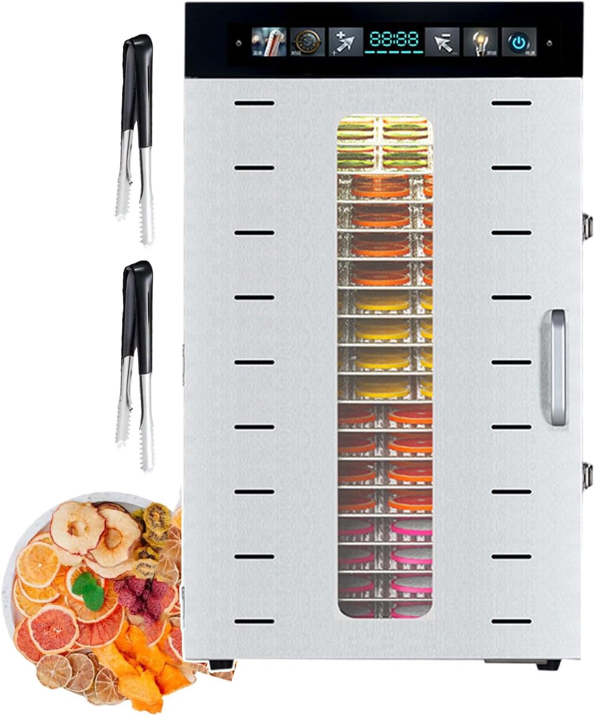 Voedseldroger forplubossmmp Voedseldrogers, Met 2 Fruitclips, En Vleesdroogmachine - 16/20 Lagen, Commerciële Voedseldroger - 1350w/1375w, 20-layer