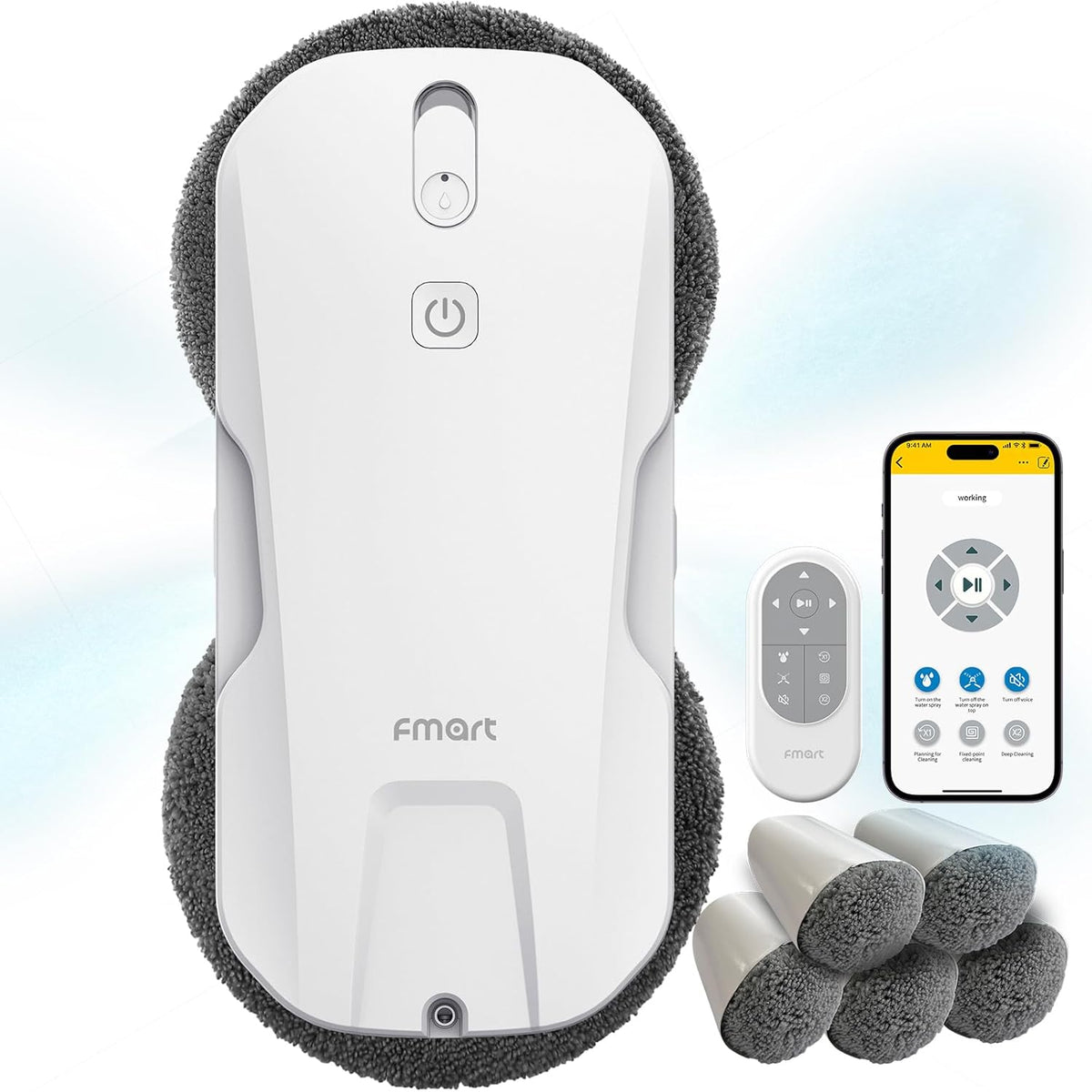 Fmart Raamreiniger Raamreinigingsrobot, app-besturing, met sproeifunctie, automatische raamrobot, krachtige zuigkracht, automatische spoorplanning
