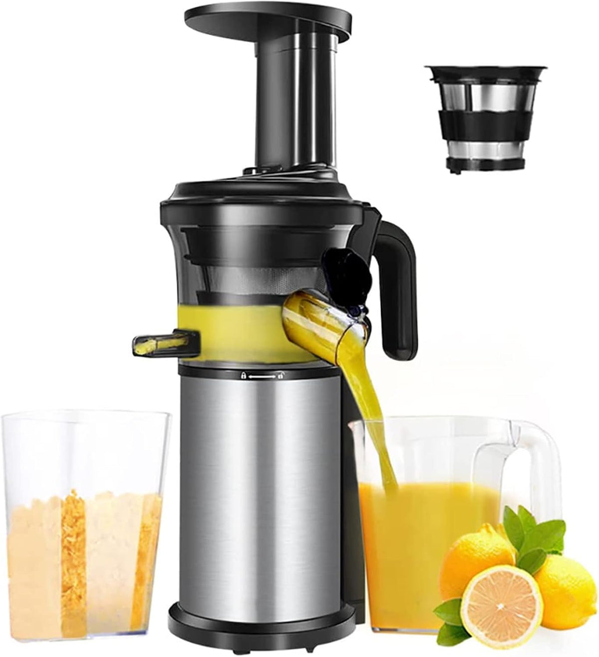 Oryfwj Sapcentrifuge 200 W 40 RPM Rvs Vijzel Juicer Groente-en Compacte Koude, Slow Masticating Juicer Machine