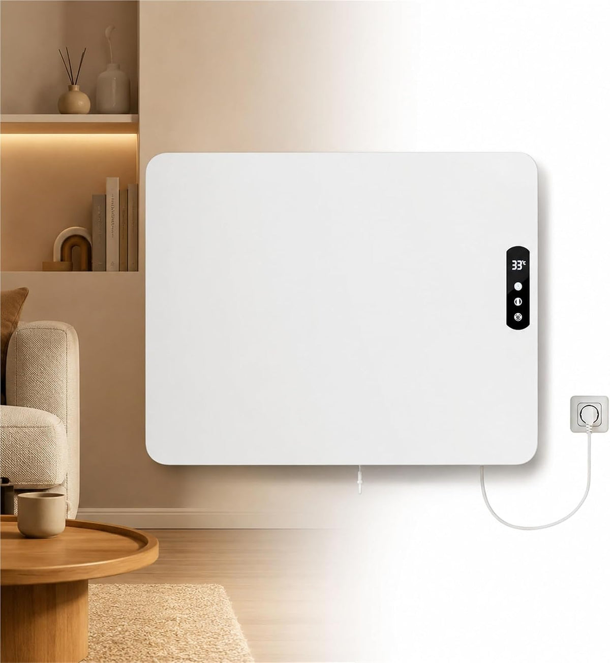 Sysxlt Elektrische kachel Wandgemonteerde convectieverwarmer, stille paneelverwarmer