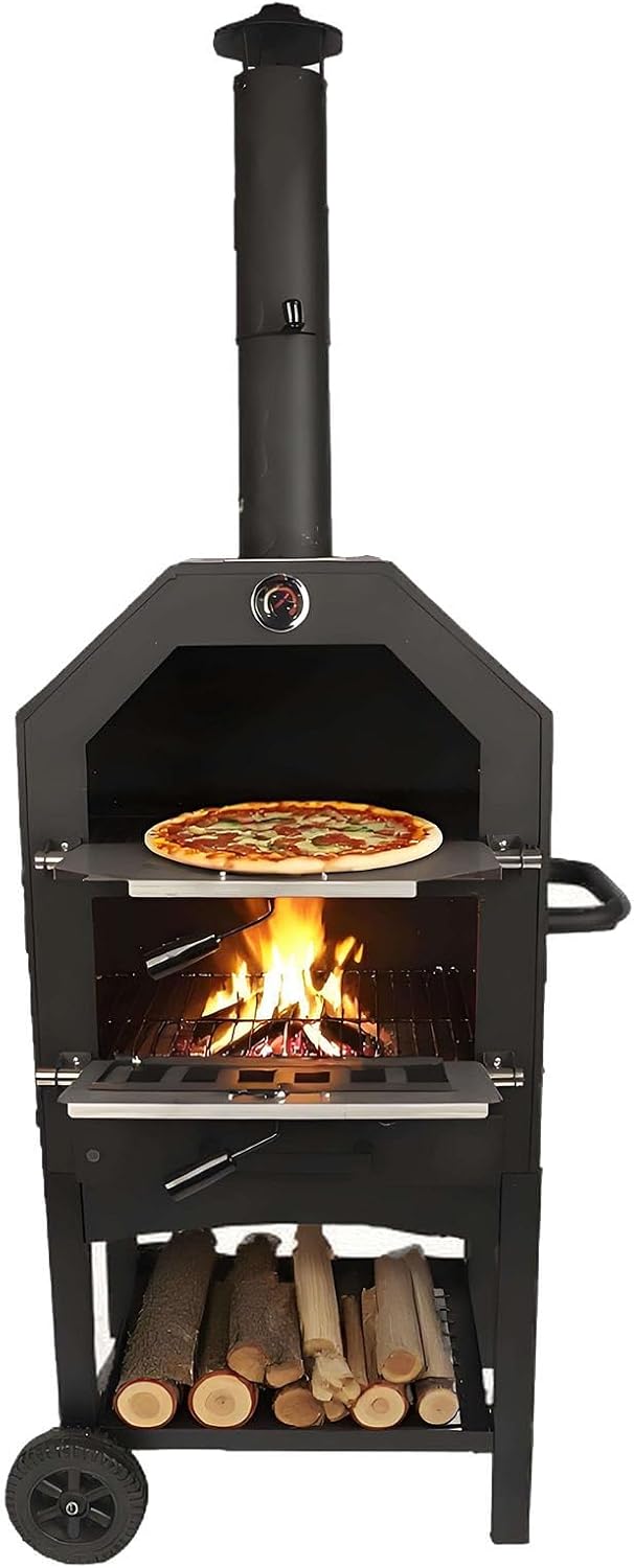 ylpddmm Pizzamaker Pizza-oven, Inclusief beschermhoes regenbestendig, voor buiten, terras, draagbare pizza-oven, voor terras, tuin