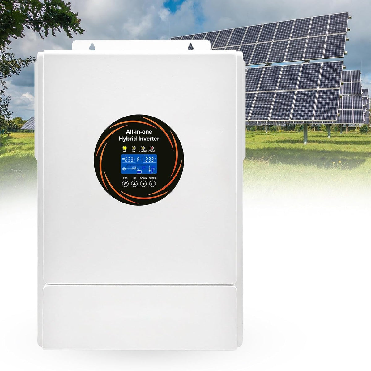 Naturalpowev Hybride omvormer Zonne- 5500W Omvormer 48V naar 110V/120V/220V/230V/240V, Hybride zonne-omvormer Ingebouwde 120A MPPT-controller