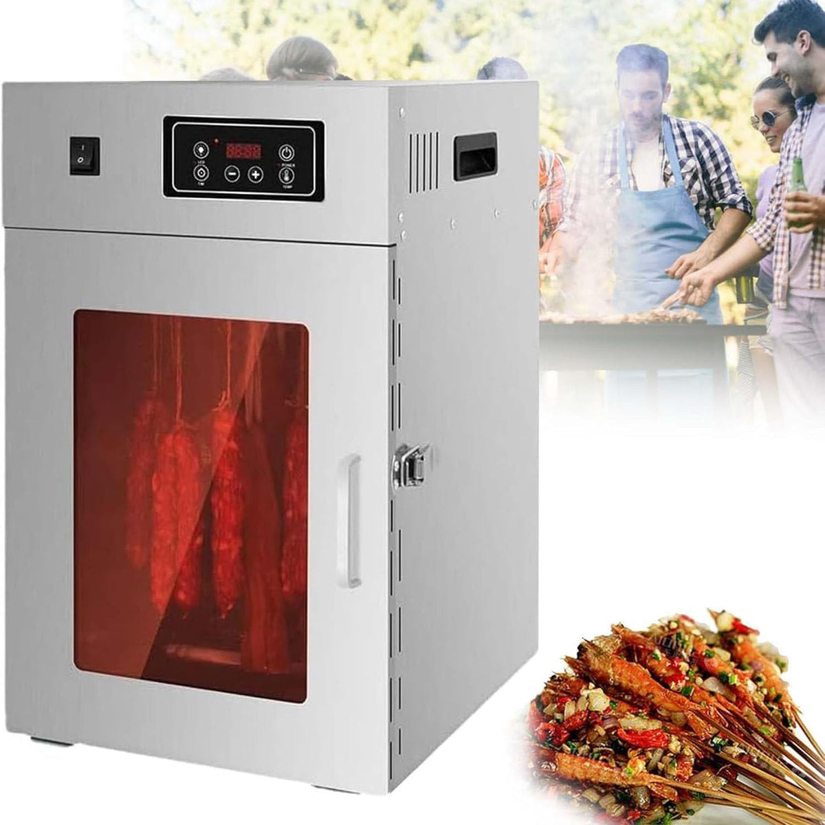 Voedseldroger Lqqyjsm Roterende Automatische Vleesdroger Rvs Biltong Box En, 5KG, Voor Gedroogde Vleeswaren