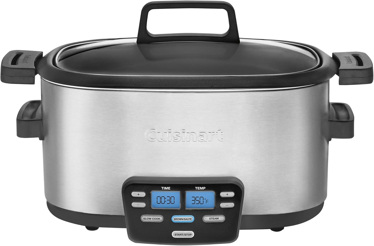 Cuisinart Slowcooker 3-in-1 Cook centrale multikoker, stoomkoker 6-kwart zilver