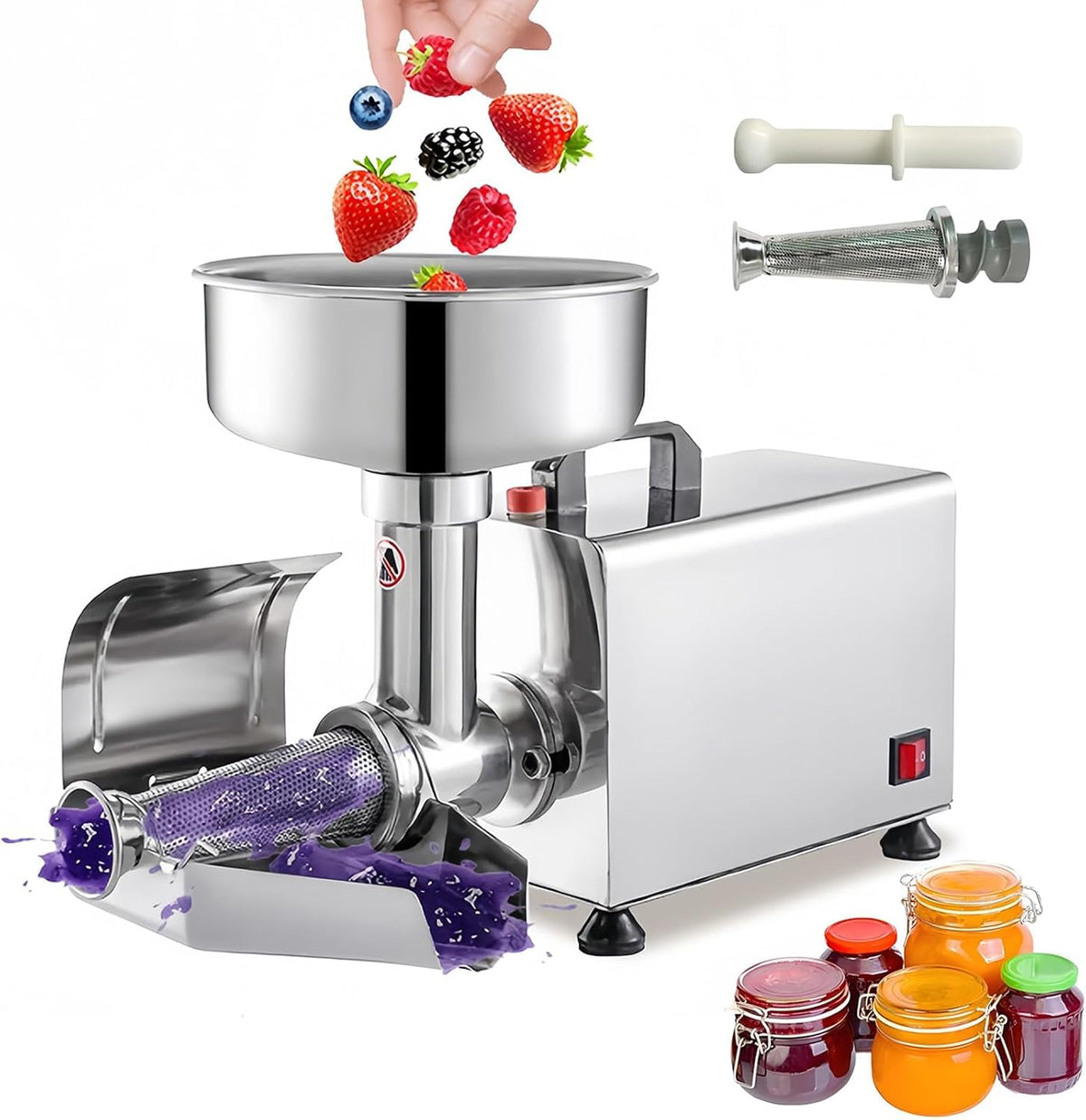 Sapcentrifuge Commerciële Juicer Tomaat Zeef Machine 450W Elektrische Voedselmolen, 220V, voor Puree, Jam en Inblikken, Roestvrij staal