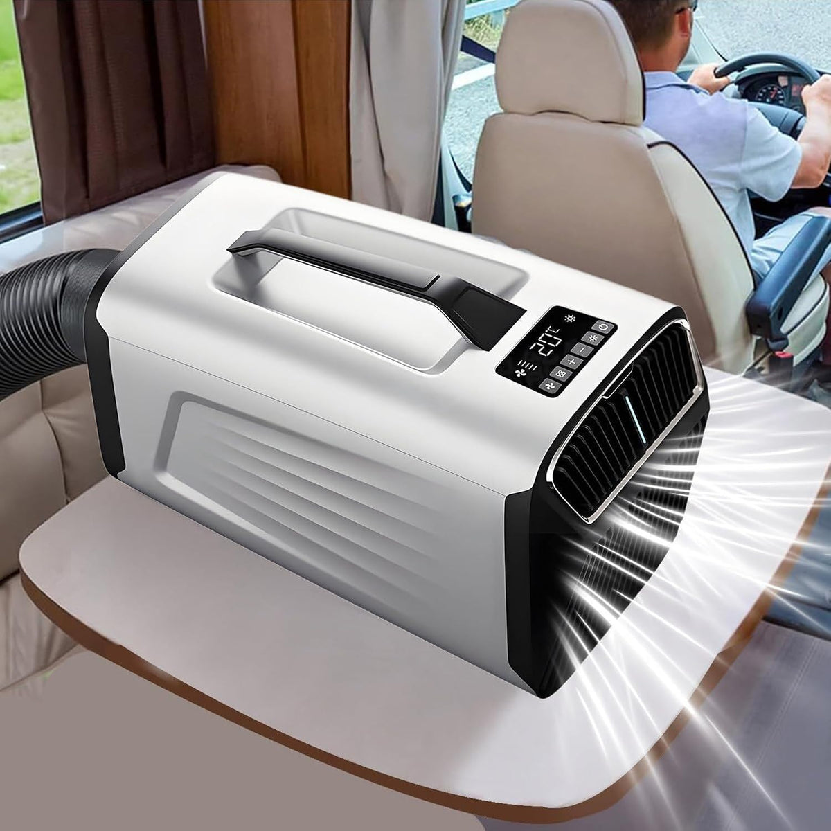 Houxinz Mobiele airco Draagbare, voor tent camping – 1500W 5200 BTU mobiele airconditioner, 4-in-1, 3 snelh, met afstandsbediening, koelen, ventilatie