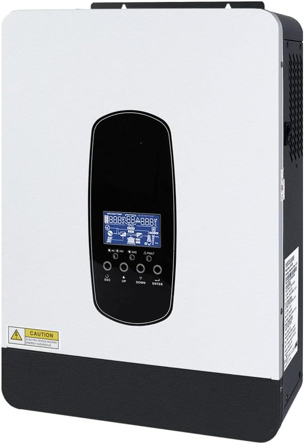 Y&H Hybride omvormer 2200 W zonne- DC12V naar AC230V, Max PV 2000 W DC55-450 V ingang, voor 12 V batterijen, met 80A MPPT zonne-oplader + AC-oplader