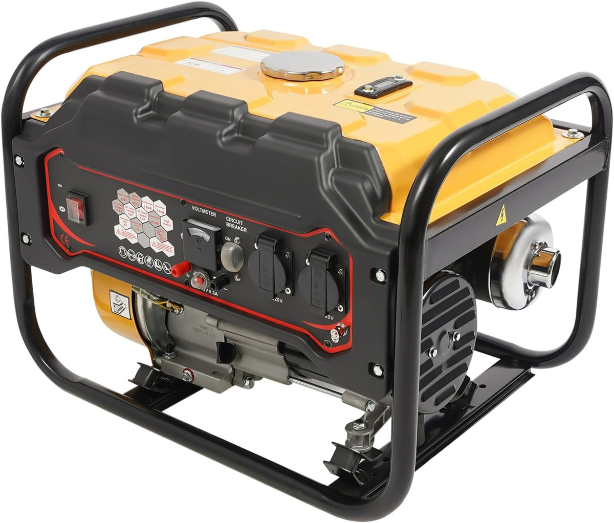 Ecoggeder Aggregat Inverter, 2000 W, 230 V, 6,5 pk, 4-takt benzinegenerator, stroomgenerator, maximaal vermogen, noodstroomaggregaat