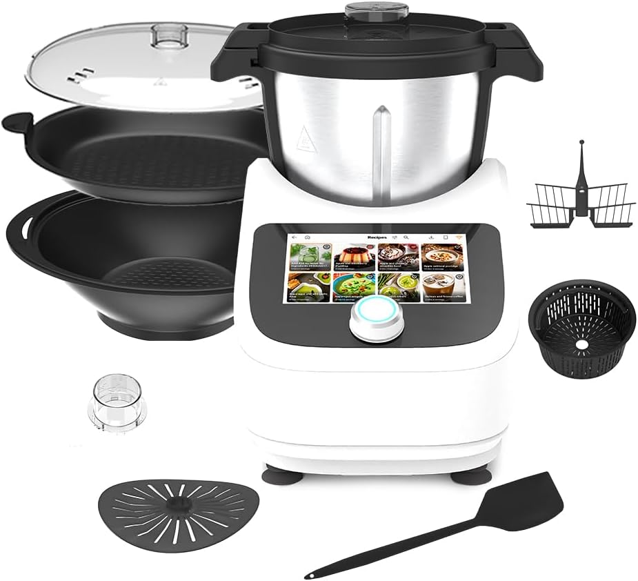 Keukenmachine Witte, multifunctionele keukenmachine, met weegschaal, sous-vide, mixen, hakken, sapen, stomen, all-in-one keukenrobot