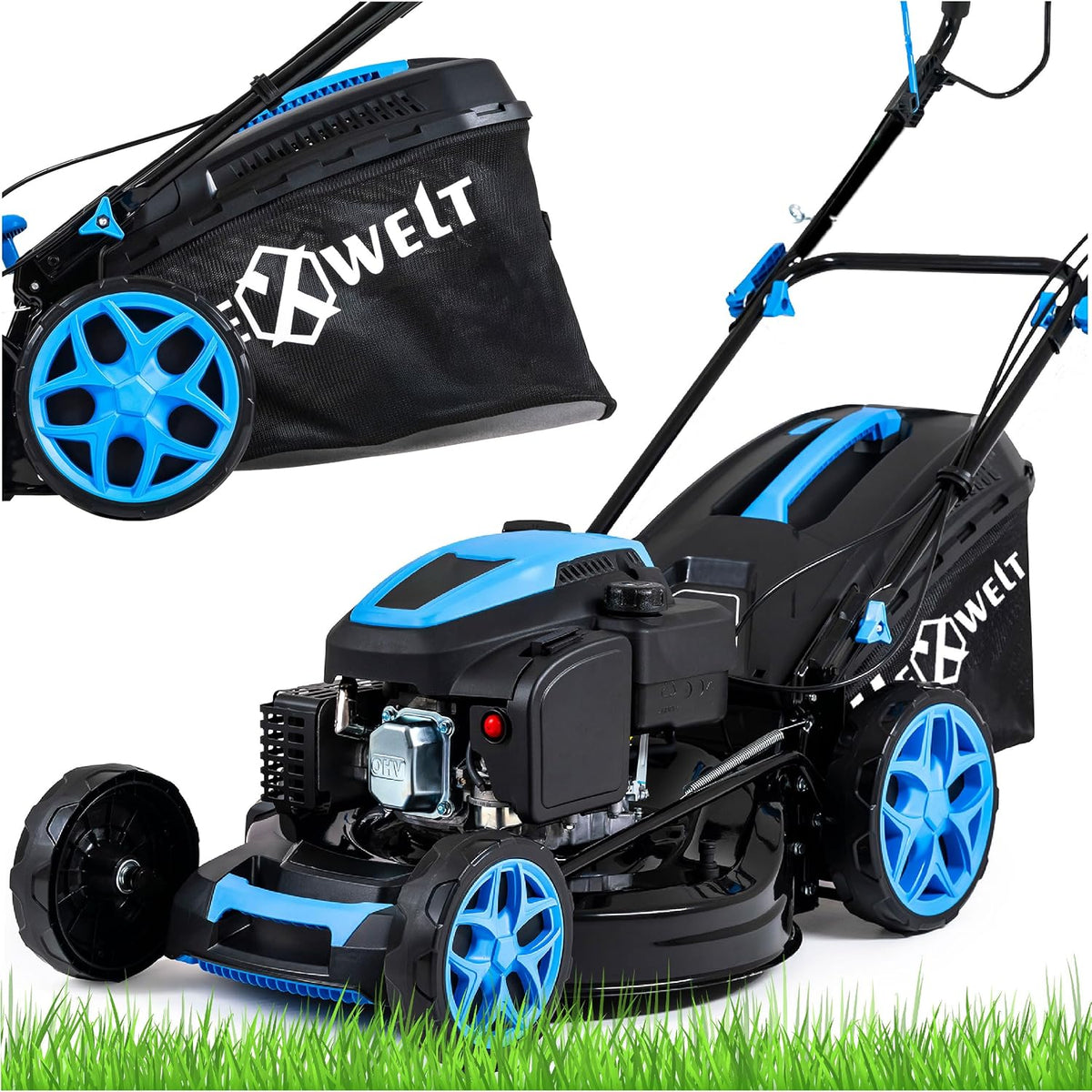 Elektrische maaier Thunder Benzine grasmaaier, maaibreedte 51 cm, met Hexwelt zelfaandrijving - motor 200 cm3, 9-in-1, mulching-functie
