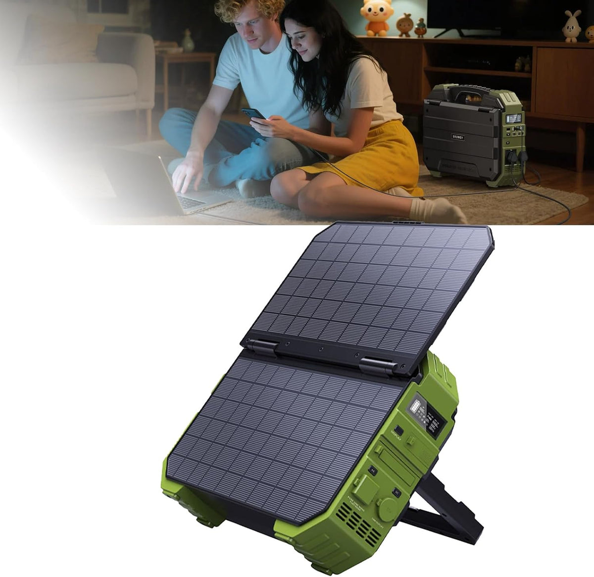 Lpoxuru Aggregat Draagbaar Energiecentrum, 1600 W, 1024 Wh, Lifepo4, Met Ingebouwd Opvouwbaar Zonnepaneel, Zonnegenerator, Voor Kamperen, Campers, Off