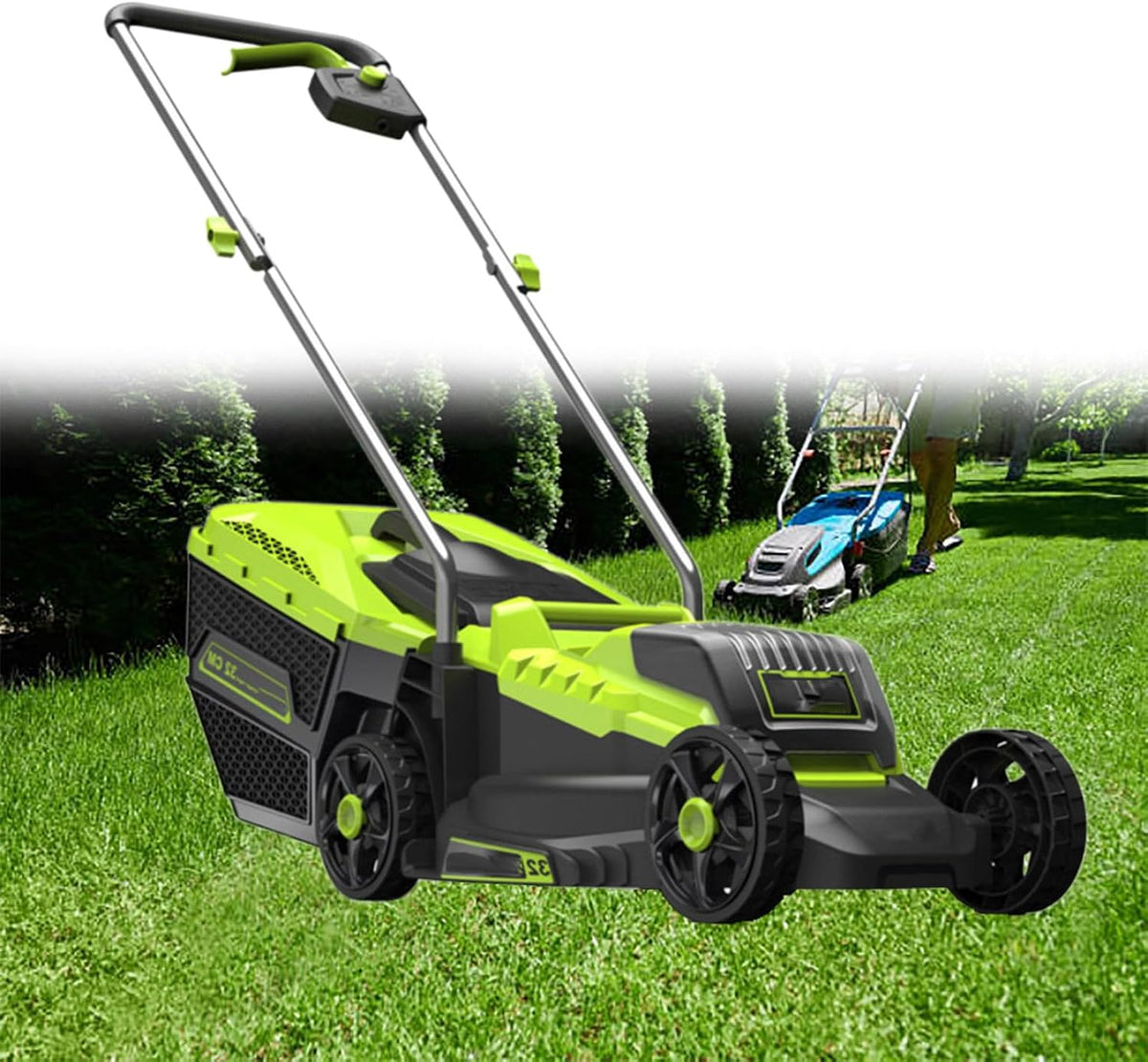 Gesaides Elektrische maaier Accu grasmaaier 33 cm (13 inch), 4,0 Ah draagbare accu inbegrepen, 40V elektrische grasmaaier, 3 hoogtes verstelbaar
