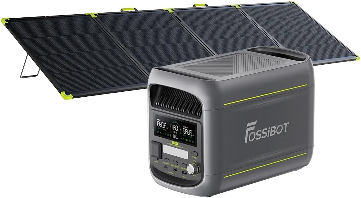 FOSSiBOT Aggregat F1800 draagbaar energiecentrum 1800 W, met 420 W Zonnepanelen, 140 W Type, 1024 Wh LiFePO4-zonnegenerator, Geschikt, voor reizen