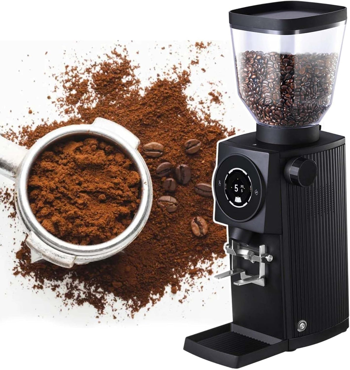 Hcauynn Espressomachine Desktop Elektrische Koffiemolen, Snel Malen Van 7-10 G/S, 83 Mm Espressomachine, Capaciteit Van 1000 G Bonen
