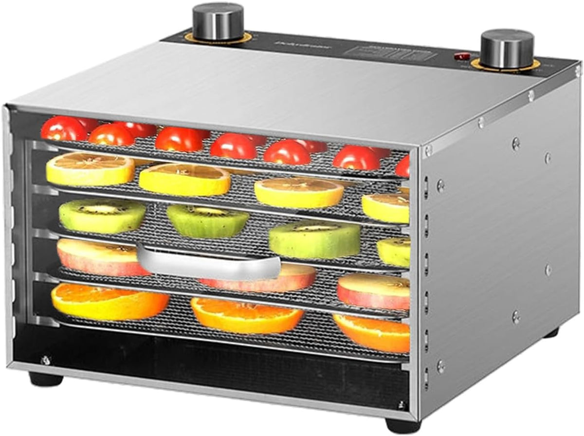 Aurikall Voedseldroger, 400 W elektrische voedseldrogermachine, met 24-uurs timer en instelbare temperatuur 30-90 °C, met 6 droogrekken