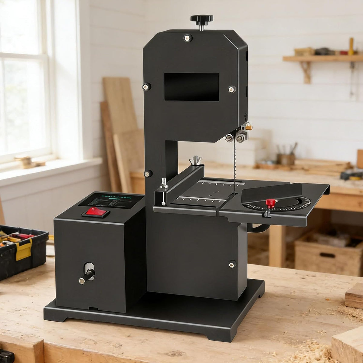 Bandzag Glowdora Draagbare Lintzaag, 800 W, 70 Mm Zaagcapaciteit En Kantelbare Metalen Tafel, Zware Bandzaag, Krachtige Motor